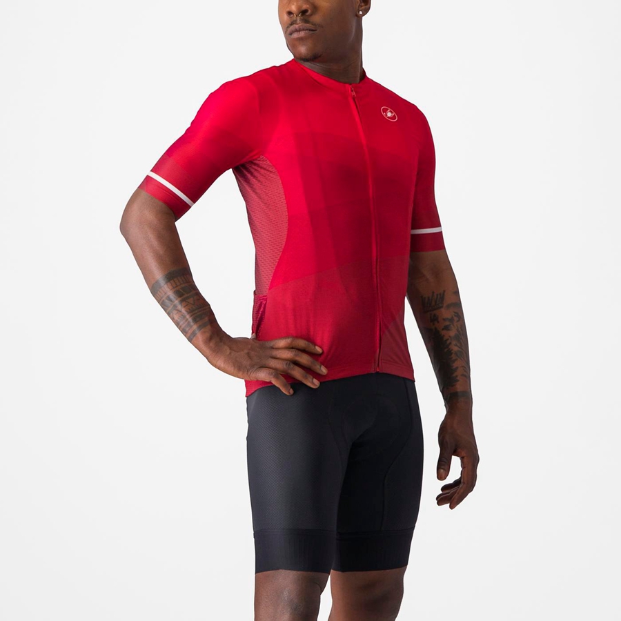 Red / Red / White Men Castelli ORIZZONTE Jersey | 639872-ALZ