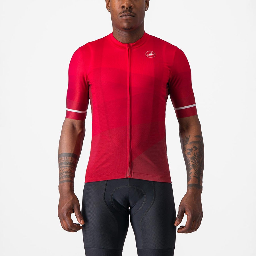 Red / Red / White Men Castelli ORIZZONTE Jersey | 639872-ALZ