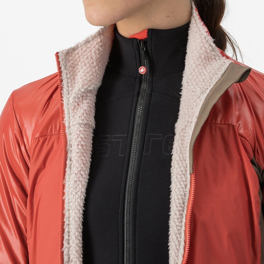 Red / Silver Grey Women Castelli UNLIMITED 2 W PUFFY Jackets | 387964-IDL