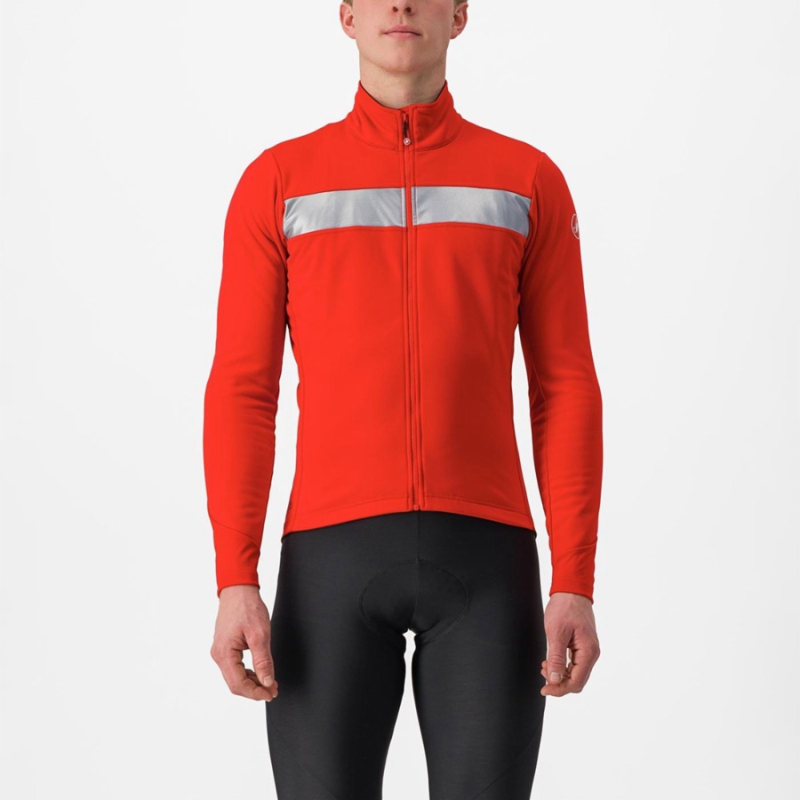 Red / Silver Men Castelli RADDOPPIA 3 Jackets | 856397-IVR