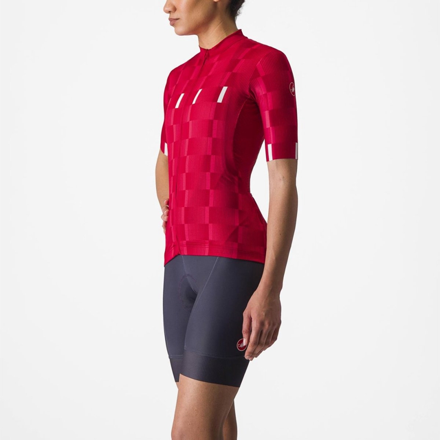 Red / White Women Castelli DIMENSIONE Jersey | 387945-BJX