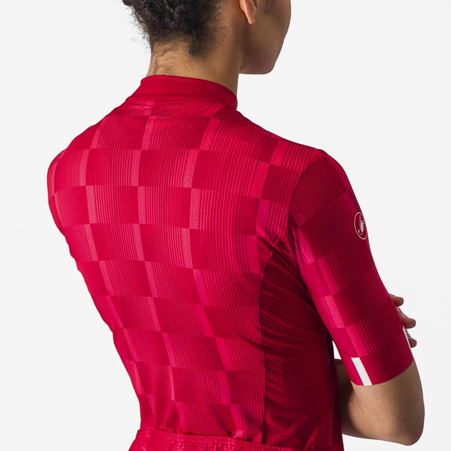 Red / White Women Castelli DIMENSIONE Jersey | 387945-BJX