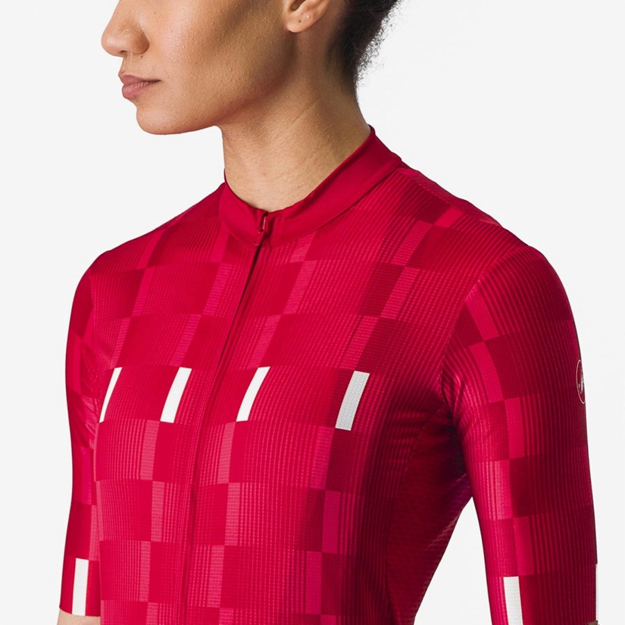 Red / White Women Castelli DIMENSIONE Jersey | 387945-BJX