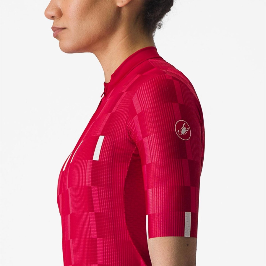 Red / White Women Castelli DIMENSIONE Jersey | 387945-BJX