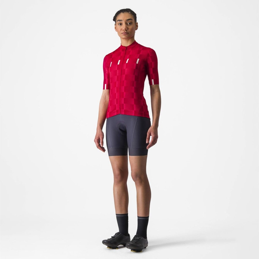 Red / White Women Castelli DIMENSIONE Jersey | 387945-BJX