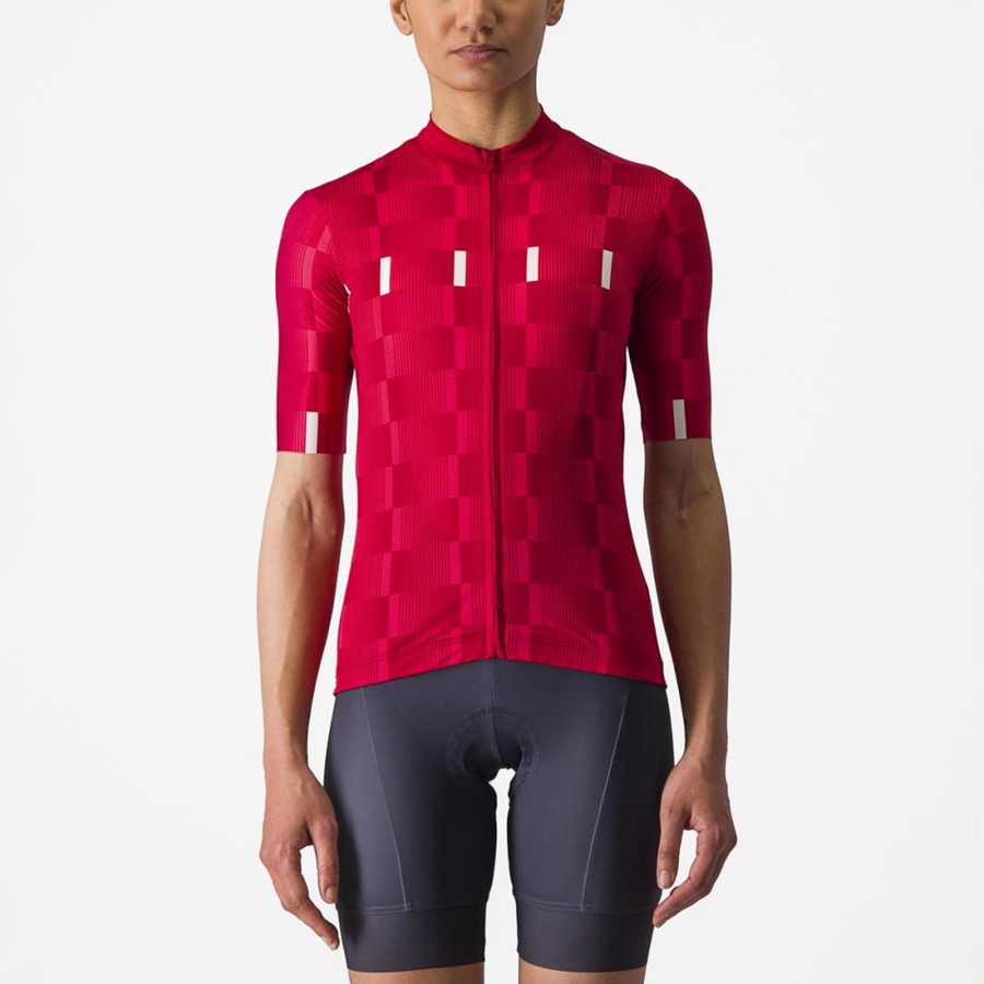 Red / White Women Castelli DIMENSIONE Jersey | 387945-BJX