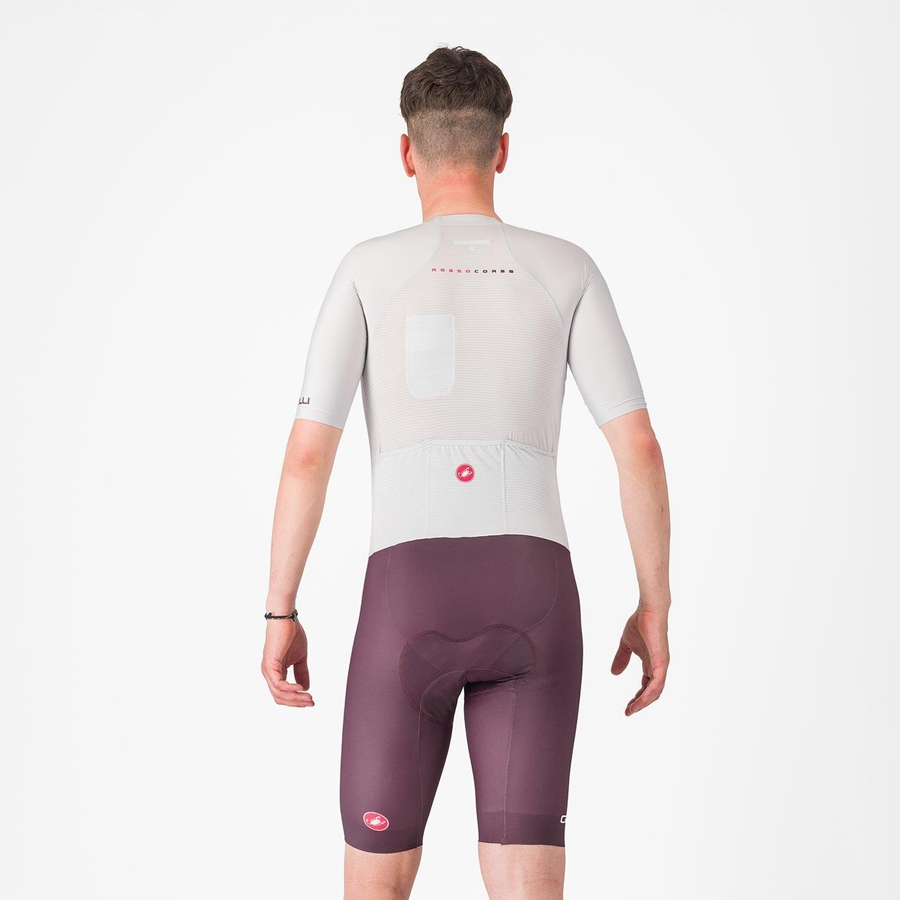 Silver Grey Burgundy Men Castelli SANREMO BTW X2 Speedsuits | 716932-GJA