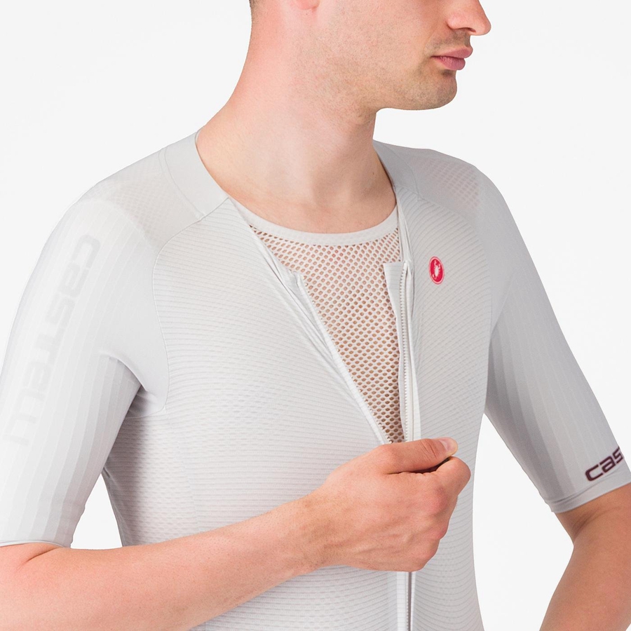 Silver Grey Burgundy Men Castelli SANREMO BTW X2 Speedsuits | 716932-GJA