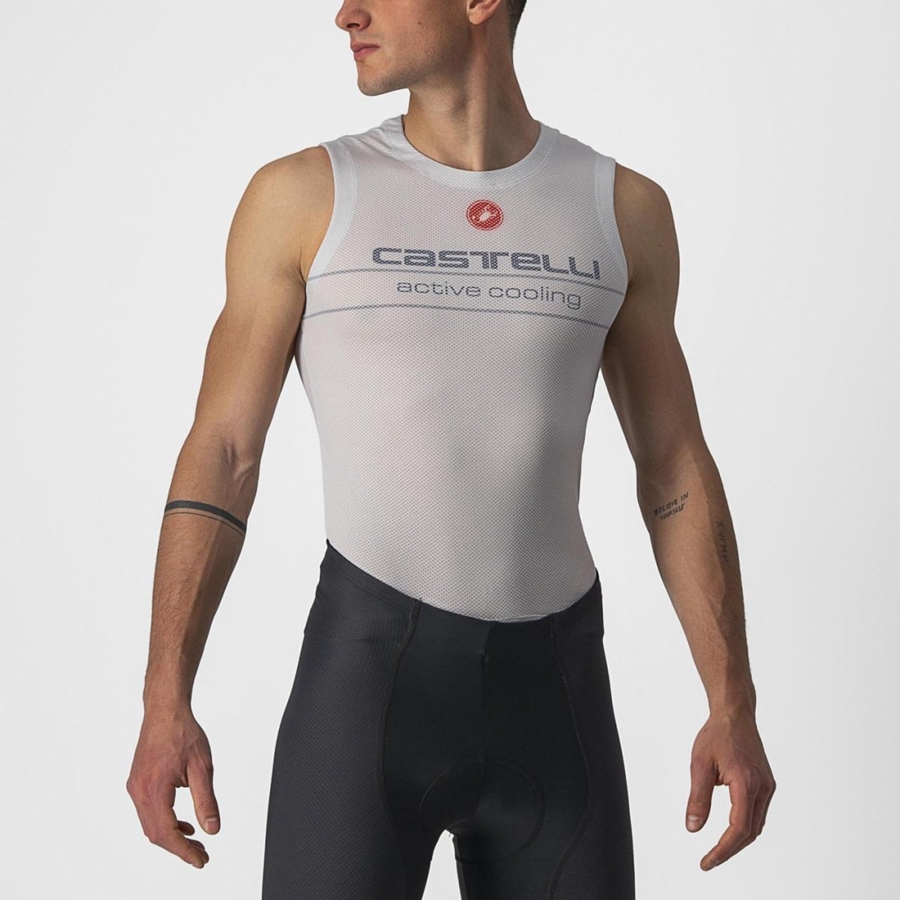 Silver Grey Men Castelli ACTIVE COOLING SLEEVELESS Base Layer | 187963-MZI