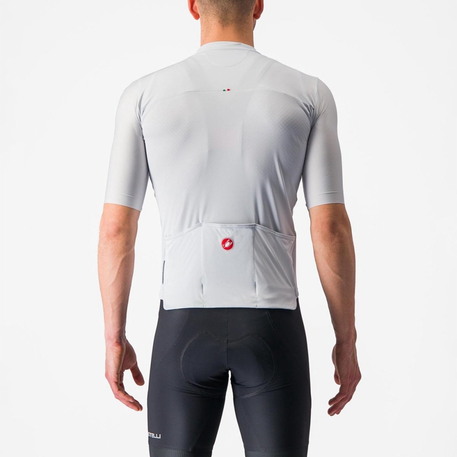 Silver Grey / Green Men Castelli PROLOGO 7 Jersey | 236749-KCD