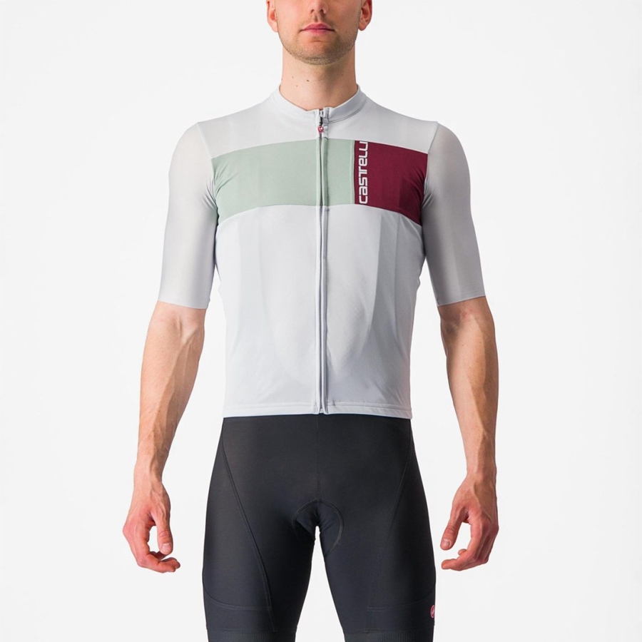 Silver Grey / Green Men Castelli PROLOGO 7 Jersey | 236749-KCD