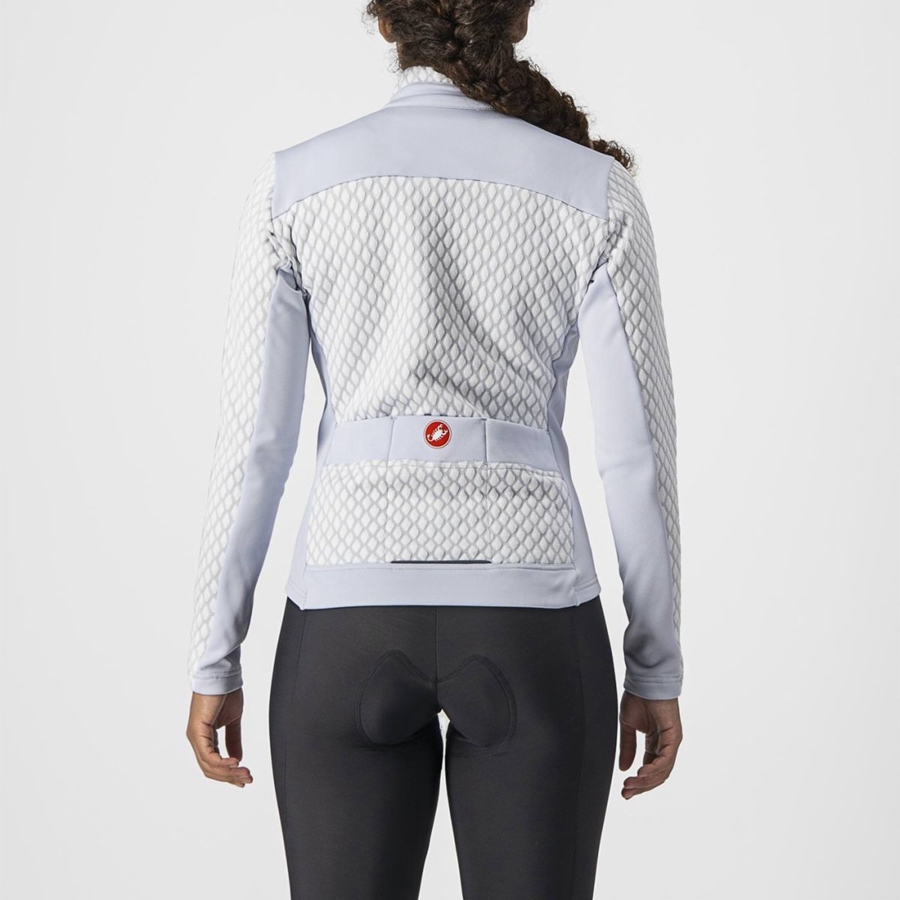 Silver Grey / White Women Castelli SFIDA 2 FZ Jersey | 987426-ZBS