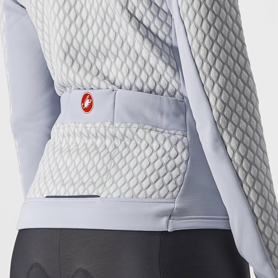 Silver Grey / White Women Castelli SFIDA 2 FZ Jersey | 987426-ZBS