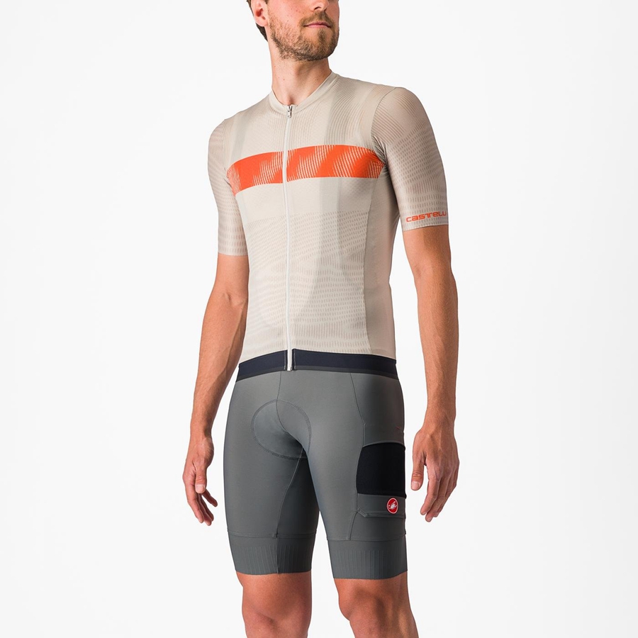 Silver / Orange Red Men Castelli UNLIMITED ENDURANCE Jersey | 842513-YBV