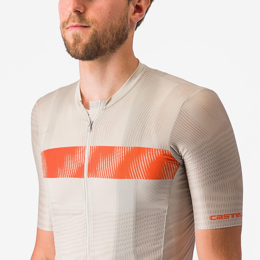 Silver / Orange Red Men Castelli UNLIMITED ENDURANCE Jersey | 842513-YBV