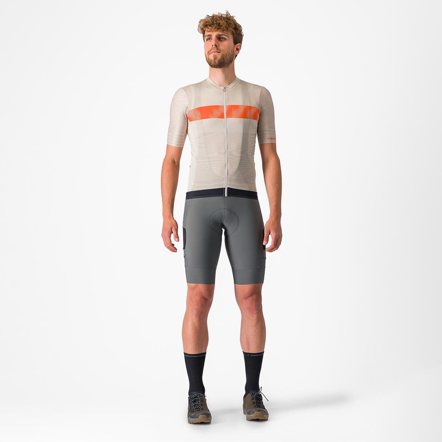 Silver / Orange Red Men Castelli UNLIMITED ENDURANCE Jersey | 842513-YBV