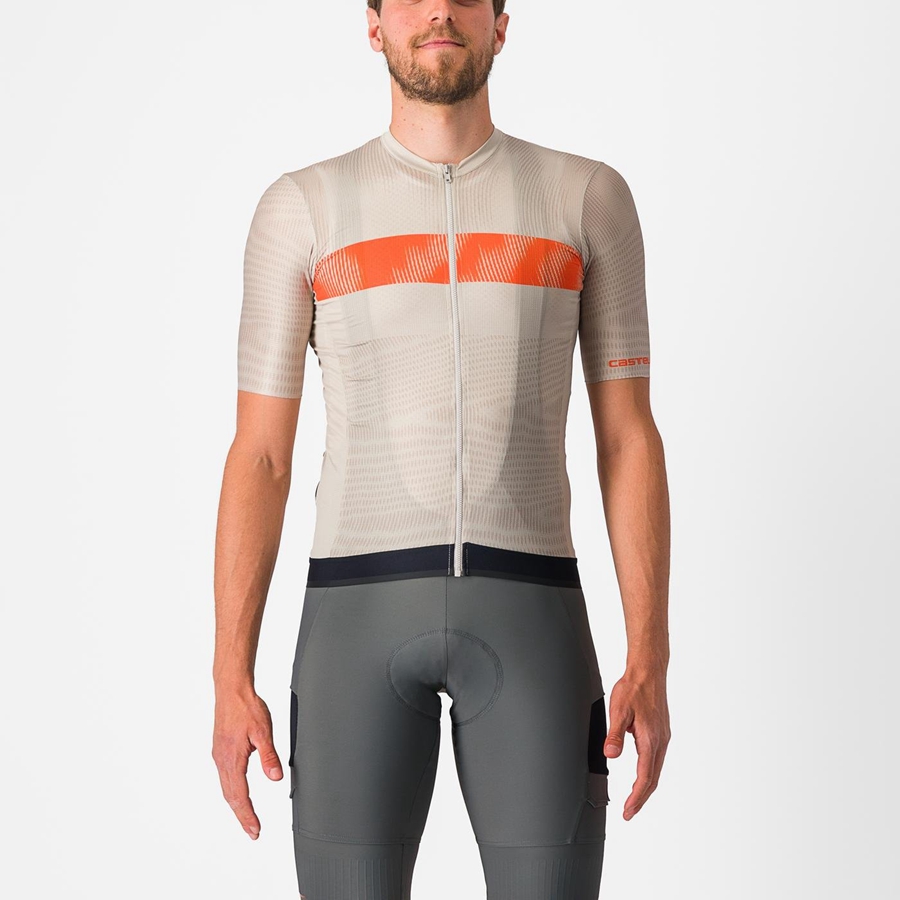 Silver / Orange Red Men Castelli UNLIMITED ENDURANCE Jersey | 842513-YBV