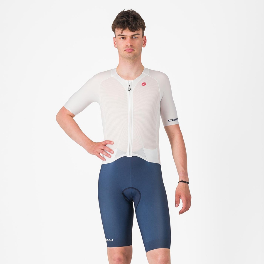 White Blue Men Castelli SANREMO BTW X2 Speedsuits | 402183-KOH