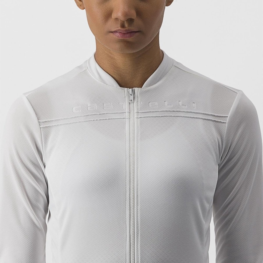 White Women Castelli ANIMA 4 LONG SLEEVE Jersey | 037249-TSG