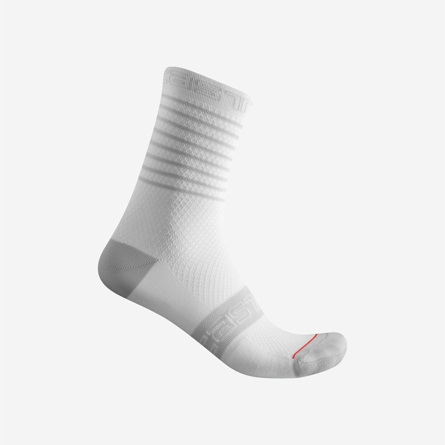 White Women Castelli SUPERLEGGERA W 12 Socks | 983260-ERS