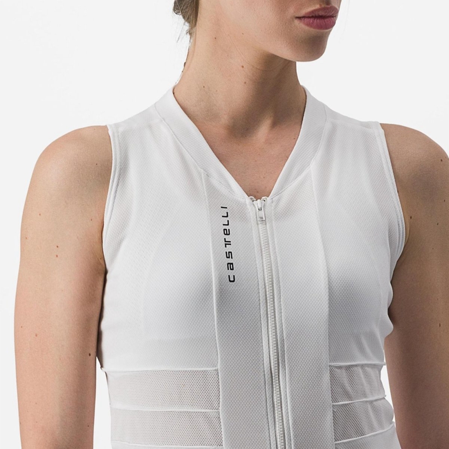 White / Black Women Castelli ANIMA 4 SLEEVELESS Jersey | 769428-KTM