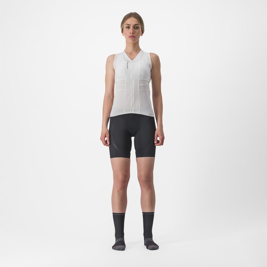 White / Black Women Castelli ANIMA 4 SLEEVELESS Jersey | 769428-KTM