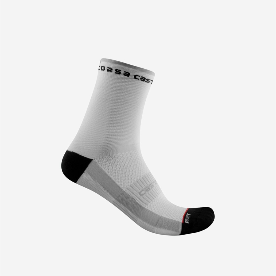 White / Black Women Castelli ROSSO CORSA W 11 Socks | 761890-CUX