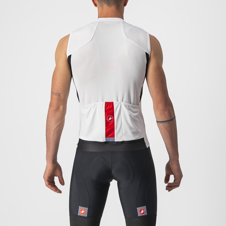 White / Black / Red Men Castelli ENTRATA VI SLEEVELESS Jersey | 842613-FKL