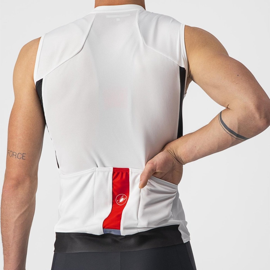 White / Black / Red Men Castelli ENTRATA VI SLEEVELESS Jersey | 842613-FKL