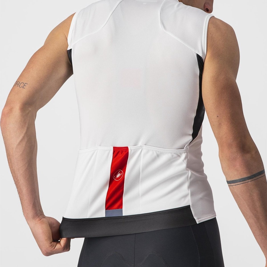 White / Black / Red Men Castelli ENTRATA VI SLEEVELESS Jersey | 842613-FKL