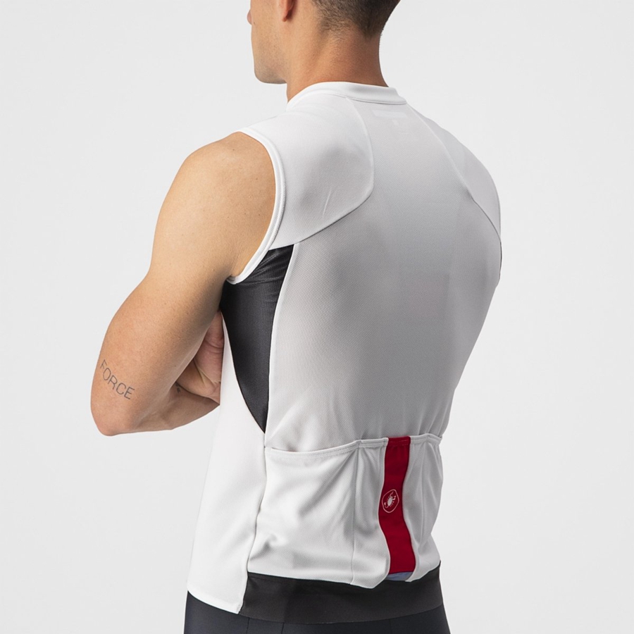 White / Black / Red Men Castelli ENTRATA VI SLEEVELESS Jersey | 842613-FKL