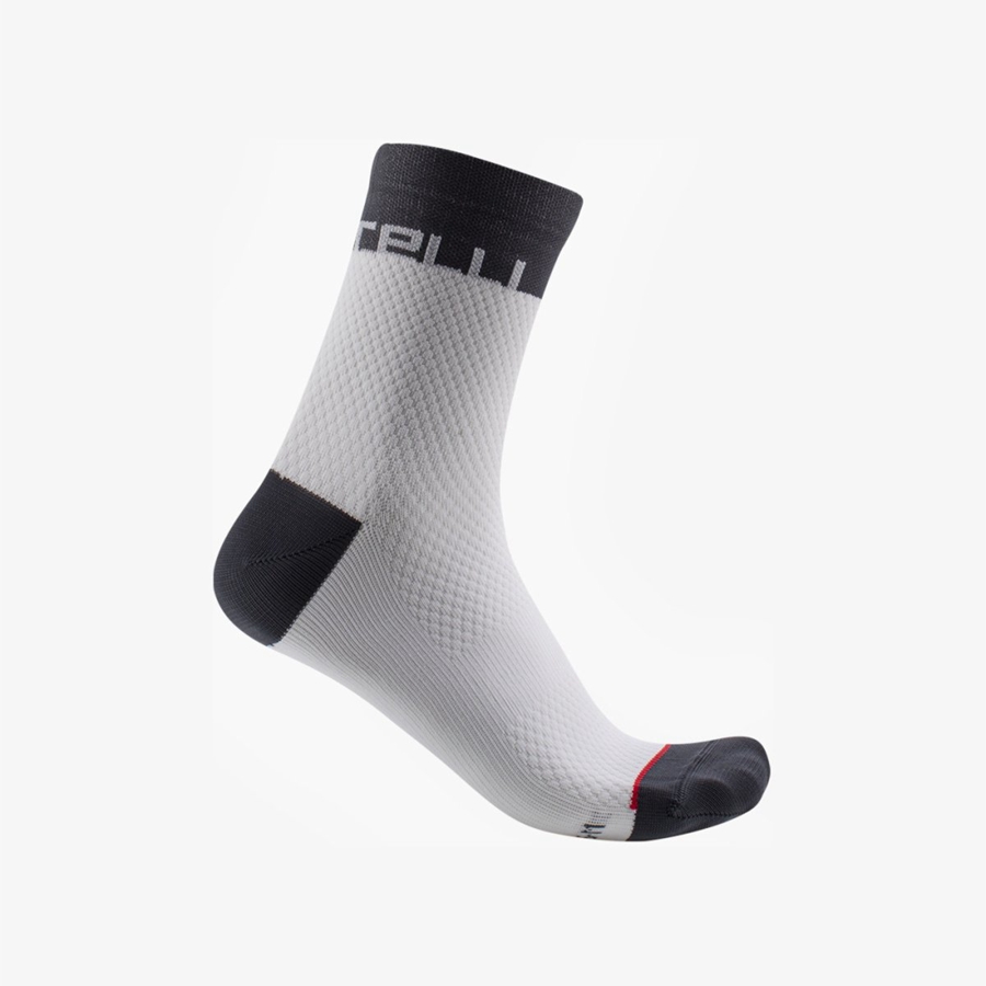 White / Dark Grey Women Castelli VELOCISSIMA 12 Socks | 029167-TAQ