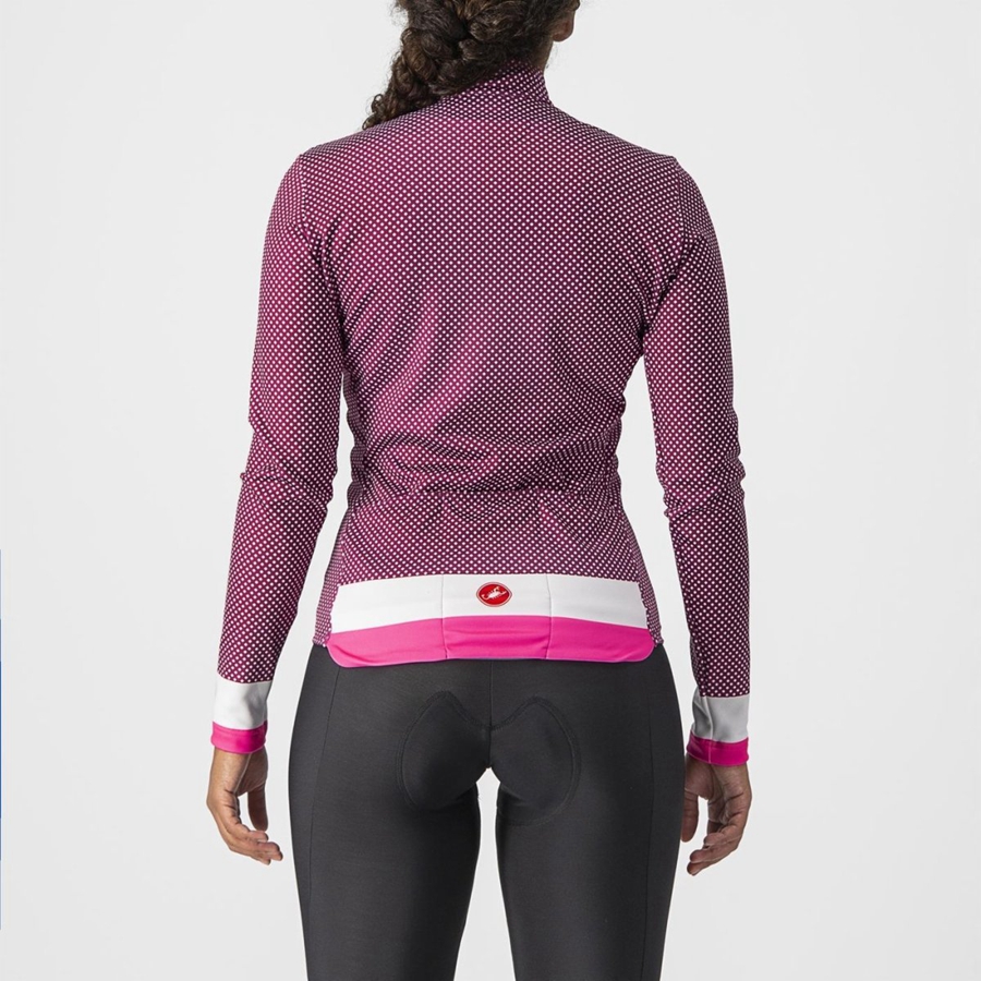 White / Pink Women Castelli VOLARE LS Jersey | 065371-CZB